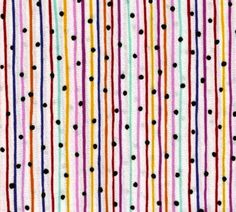 colorful striped fabric with black dots on it