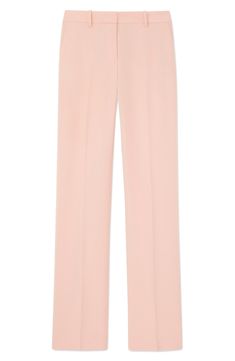 Smart tailoring meets fluid ease in these polished straight-leg pants with a high waist and pressed creases, front and back. 33" inseam; 21 1/2" leg opening; 10 1/2" front rise; 17 1/2" back rise (size 8) Zip fly with hook-and-bar closure Front slant pockets; back welt pockets Partially lined 71% acetate, 29% polyester Dry clean Imported Women's Designer Clothing Office Bottoms With Concealed Placket And Straight Silhouette, Straight Silhouette Pants With Belt Loops, Chic Wide Leg Dress Pants With Concealed Placket, Office Pants With Concealed Placket, Elegant Bottoms With Straight Hem For Spring, Sleek Spring Pants With Straight Hem, Chic Straight Formal Pants, Sleek Straight Hem Pants For Spring, Chic Bottoms With Belt Loops In Straight Silhouette