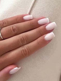 Summer Acrylic Square Nails, Short Nails With Nail Polish, Wedding Guest Acrylic Nails, French Nails With Funny Bunny, Wedding Simple Nails, Short Square Oval Acrylic Nails, Square Acrylic Nails Colors, Nails For Engagement Pictures Winter, Short Acrylic Nails Coffin Summer