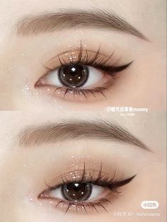 Asian Brown Eye Makeup, Douyin Makeup Brown Eyes, Douyin Makeup Round Eyes, Makeup Inspo Korean, Natural Douyin Makeup, Soft Eyeshadow Looks, Korean Makeup Eyes, New Jeans Makeup, Asian Makeup Ideas