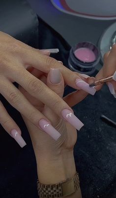 Medium Basic Acrylic Nails, Clean Baddie Nails, Simple But Pretty Nails, Straight Nails, One Color Acrylics, Long Acrylic Nails Light Pink, Long Natural Pink Acrylic Nails, Plain Light Pink Acrylic Nails, Soft Pink Long Acrylic Nails