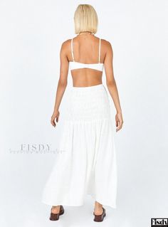 Fisdy - Porto Original White Maxi Flowy Skirt Maxi Skirt Fit, White Flowy Skirt, White Maxi Skirt, Skirts Flowy, White Long Skirt, White Maxi Skirts, White Bralette, Pink Formal Dresses, White Mini Skirt