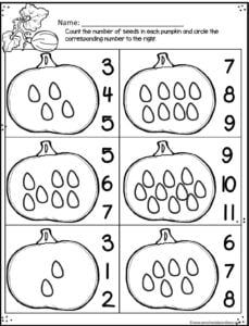 the pumpkin addition worksheet for numbers 1 - 10, and is included in this print