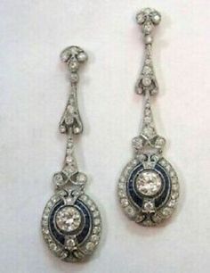 3Ct Art Deco Style Lab Created Diamond Sapphire Dangle 925 Silver Gift Earrings | eBay Deco Earrings, Estilo Art Deco, Art Deco Earrings, Deco Jewelry, Sapphire Earrings, 925 Silver Jewelry, Art Deco Jewelry, Vintage Diamond, Vintage Jewellery