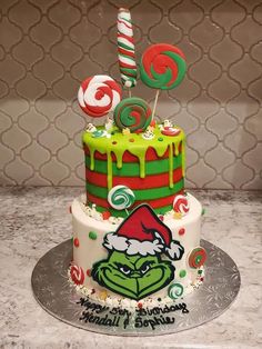 a christmas themed cake with candy and candies