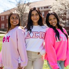 This trendy & unique Basic Sorority Gildan Greek Letter Crewneck Sweatshirt is sure to stand out on any campus! Grab one for you, your big/little, or a group of sisters Picture Details Pictures (left to right): ⭑ #1: Turquoise sweatshirt (discontinued color), Grey top fabric, White Glitter background fabric (Zeta Tau Alpha) & White sweatshirt, Light Pink top fabric, Pink Glitter background fabric (Kappa Delta) & Black sweatshirt, Light Purple top fabric, White background fabric (Gamma Phi Beta) Trendy College Sweatshirt For Spring, Relaxed Fit Sweatshirt For College In Spring, Varsity Tops For College In Spring, Spring Varsity Tops For College, Varsity Tops For College Spring Season, Varsity Style Letter Print Tops For Spring, Pink Collegiate Cotton Tops, Spring Varsity Style Tops With Relaxed Fit, Varsity Style Relaxed Fit Tops For Spring