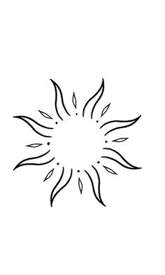 a black and white drawing of a sunburst