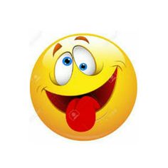 an emoticive smiley face with tongue out and eyes wide open on a white background