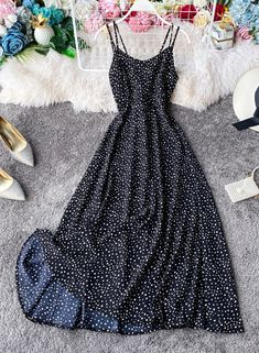 Cute A line polka dot dress summer dress 042 Fabric: blended Color: champagne, black, red, white Size(cm): S, M, L S length 112 bust 80 waist 68 M length 113 bust 84 waist 72 L length 114 bust 90 waist 76 Summer Party Polka Dot Maxi Dress, Polka Dot Maxi Dress For Summer Party, Elegant Black A-line Sundress, Polka Dot Chiffon Dress For Summer, Summer Polka Dot Chiffon Dress, Polka Dot Maxi Dress For Summer, Polka Dot Sleeveless A-line Dress For Summer, Summer Polka Dot Sundress Maxi Dress, Polka Dot Summer Sundress Maxi Dress