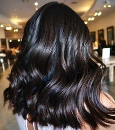 Trendy Highlights For Black Hair, Dark Brown Hair Dimension, Black Hair With Dark Brown Highlights, Dark Black Hair With Highlights, Fall Brown Hair Color Brunettes, Dimensional Brunette Dark Chocolate Brown, Warm Black Hair, Dimensional Black Hair, Dark Chocolate Balayage