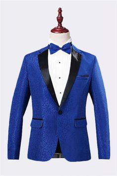 Royal Blue Jacquard Tuxedo Jacket | Cheap Slim Fit Blazer for Men | Allaboutsuit Blue Tuxedo Blazer For Winter, Blue Single Breasted Blazer For Groom, Blue Tuxedo Style Long Sleeve Blazer, Royal Blue Notch Lapel Blazer For Groom, Royal Blue Tuxedo Blazer For Party, Blue Tuxedo For Semi-formal Winter Occasions, Blue Tuxedo For Winter Events, Royal Blue Tailored Tuxedo Blazer, Winter Blue Tuxedo With Notch Lapel