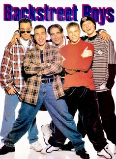 an advertisement for backstreet boys featuring four men