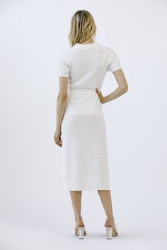 Monochromatic diamond textured midi dress. White Midi Dress, White Dress, Midi Dress, Texture, White, Dresses