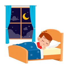 Sleep Cartoon, Happy Night, Dream Symbols, Girl Sleeping, Sleeping In Bed, Night Sleep, Kids Sleep