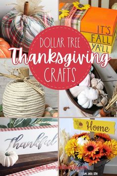 dollar tree thanksgiving crafts with pumpkins and other decorations