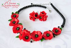 "Red poppy necklace Ethnic wedding poppy necklace Red statement necklace Poppy wedding necklace Red flowers necklace Poppy wedding jewelry ♥This poppy necklace is perfect for an ethnic wedding. This necklace looks good with a wedding dress as well as a bridesmaid. A poppy necklace will be a good accessory for a theme party or other festive celebration. And if you like to be in the spotlight, then you can wear this necklace any other day. Good mood - I guarantee! Flowers poppies, made of polymer clay. For these flowers I used high quality polymer clay. Each flower is made by hand in a special technique. Circumference choker is about 40 cm/15.74\" + extension chain 5cm/ 1,96\" ✿ This Jewelry set can be MADE TO ORDER. Please allow 5-10 days for production time. ✿ Real colors may slightly diff Handmade Red Flower Necklace, Elegant Poppy Colored Jewelry Gift, Wedding Poppy, Poppy Wedding, Flowers Poppies, Poppy Necklace, Popular Necklaces, Ethnic Wedding, Contemporary Necklace