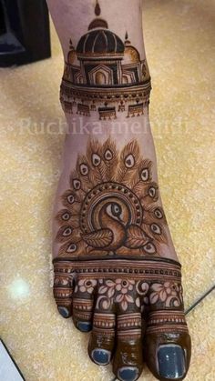 the foot is decorated with an intricate design