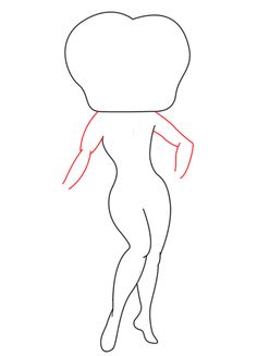 how to draw a female body with one arm and head in the shape of a heart