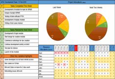 a spreadsheet showing the number and type of items used in project management software