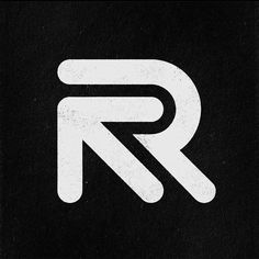 a black and white logo with the letter r