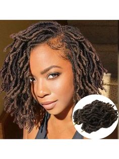 Dark Brown  Collar  High Temperature Fiber  Hair Bulk Without Weft Embellished   Wigs & Accs Short Faux Locs Shoulder Length, Short Faux Locs, Cuban Twist Hair, Faux Loc, Short Crochet, Faux Locs Crochet, Crochet Faux Locs, Full Lace Wig Glueless, Soft Locs