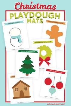 christmas playdough mats for kids to practice their shapes and numbers in the classroom