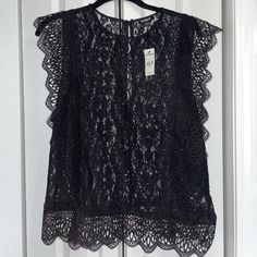 Express Lace Top Sleeveless Black Zip Back Nwt! Black Sleeveless Lace Top For Spring, Black Sleeveless Lace Top For Night Out, Sleeveless Black Lace Top For Night Out, Black Sleeveless Lace Top, Black Sleeveless Lace Top Blouse, Black Lace Sleeveless Blouse, Sleeveless Black Lace Blouse, Black Lace Sleeveless Camisole, Black Sleeveless Lace Top With Lace Trim