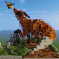 an animal made out of lego blocks on top of a hill