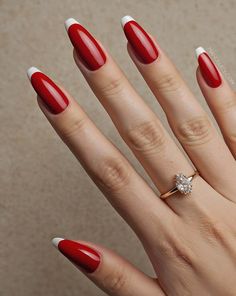 The 35 most beautiful bright red nails for summer for 2024: from chic red nail art to unique styles, here are the nail trends of the season. summer red nails, red nails acrylic, red french tip nails, red nail designs, red almond nails, red nails ideas, short red nails, trendy summer nails. Christmas Nails Almond Green, Best Christmas Nails, Blue Christmas Nails