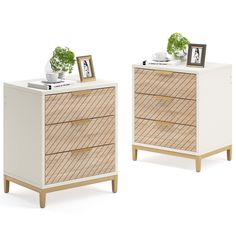 PRICES MAY VARY. Dual Packaging: The LITTLE TREE Night Stands arrive in a set of two, making them an excellent choice for symmetrical bedrooms or for inhabitants who require a good amount of bedside storage. The pair can be efficiently placed on either side of the bed, delivering a balanced look and abundant utility spaces for storing and organizing essentials effectively. Three-drawer Design: Each night stand is designed with three spacious drawers, offering ample storage to keep everyday items Light Wood Nightstand, Symmetrical Aesthetic, White Oak Nightstand, Corner Coffee Table, Coffee Table In Bedroom, Closets Bedrooms, Corner Coffee, Wooden Storage Cabinet, Modern Bedside Table