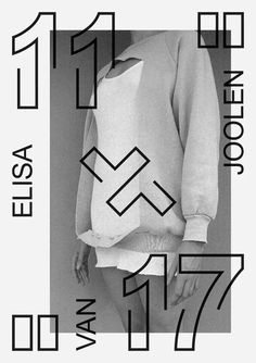 a black and white photo of a person wearing a sweater with the words, eleven eleven seven