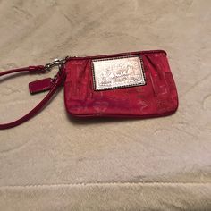 Pink With Shimmering Wording Small Wristlet Coach Poppy Line. 100% Authentic Never Used. Coach Rectangular Wristlet, Coach Rectangular Wristlet As Gift, Coach Rectangular Wristlet For Gift, Rectangular Coach Wristlet As Gift, Small Wristlet, Wristlet Coach, Coach Poppy, Bags Coach, Wristlets