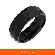 a black ring with an orange background and the words trton on it