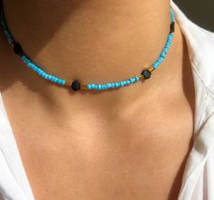 BEACHCOMBER (light blue) LupusJewelryGR womens beaded choker necklace black and gold hematite gemstones seashell beach jewelry gifts for her by LupusJewelryGR on Etsy Summer Necklaces, Choker Necklace Black, Seashell Beach, Black Choker Necklace, Summer Necklace, Beach Combing, Beaded Choker Necklace, Greek Island, Inspired Jewelry