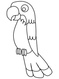 a black and white drawing of a parrot