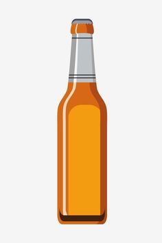 a bottle of beer is shown in this flat style illustration, which includes the top half of