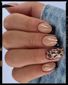 Short Nails - Fall Nails Idea Cheetah Print Nails, Brown French, Animal Print Nails Art, Opal Nails, Bronde Balayage, Leopard Print Nails, Leopard Nails, Animal Nails, Animal Print Nails