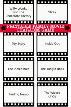 printable family movie charadess game for kids to play on the nintendo wii