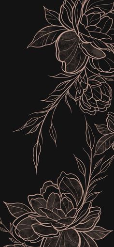 a drawing of flowers on a black background