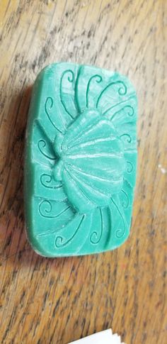 a close up of a piece of soap on a table