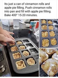 some food that is being cooked in an oven and then baked into muffins