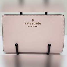 Kate Spade Medium Wallet New With Tags - Staci #Wlr00128 Includes Qr Care Code On Tag Saffiano Leather In Chalk Pink Dark Brown Glazed Edges Gold Tone Hardware Kate Spade New York Pin Mount Brand On Front Chalk Pink Kate Spade Signature Lining Zipper Coin Compartment With Metal Brand Pull Snap Button Closure Leather Strap 8 Credit Card Slots 1 Clear Window Id Slot 2 Slip Pockets 1 Billfold Compartment Luxury Kate Spade Wallets For Daily Use, Kate Spade Staci, Pink Kate Spade, Clear Window, Pink Dark, Kate Spade Bag, Kate Spade New York, Snap Button, Card Slots