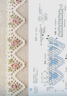 an image of crocheted doily with flowers on it and instructions for how to sew