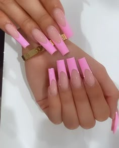 Neon Pink French Tip Nails, Brown Acrylic Nails