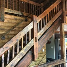 the stairs are made out of wooden planks