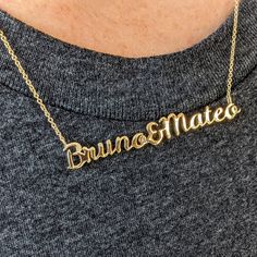 "This necklace is fully customizable from the font to length. Pick you favorite font online (open license like google font - https://fonts.google.com/) and we will create your name necklace in your desired length. Perfect new mother, baby shower, birthday, wedding, anniversary or Christmas gift. Available in 14k and 18k yellow, rose, white gold and platinum--just choose your desired metal and length from the drop-down menu before adding the item to your cart. Details: - Pick you open license fon Customizable Yellow Gold Necklace For Anniversary, Luxury Customized Yellow Gold Necklace, Luxury Customized Necklace For Anniversary, Gold Nameplate Necklace, Rose Gold Initial Necklace, Nameplate Necklace Gold, Rose Gold Initial, Mother Baby, Nameplate Necklace