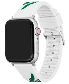 A white silicone strap features the instantly recognizable Lacoste crocodile, giving your Apple Watch sporty credibility. Style #2050016 Apple Watch 42mm, Crocodile Print, Manhattan Toy, Pre Owned Rolex, Mens Trends, Luxe Gifts, Jewelry Rings Engagement, Samsung Gear Watch, Watch Brands