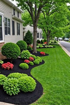 a house with landscaping in the front yard