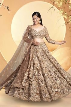 Indulge in this stunning Bridal Lehenga BL-200 with shimmering sequence and cutdana accents. Command attention on your special day with this show-stopping lehenga that is sure to make you stand out from the crowd. Be the bride of the year and rock this unique and glamorous piece. Brown Bridal Lehenga, Outfit Looks, Two Friends, Saddle Brown, Friends Show