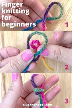 the instructions for how to tie a knot in two different colors, including pink and blue